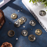 10Pcs 1-Hole Alloy Buttons, with Screw, Flat Round with Star, for DIY Shirts, Jeans and Clothes Handcraft Garment Accessories, Mixed Color, 28.6x6mm, Hole: 2.5mm, 5pcs/color, 2 Color, 10pcs/box