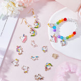 40Pcs 10 Styles Alloy Enamel Pendants, Unicorn Charm, Mixed Color, 16.5~24.5x15~24x1.5mm, Hole: 1.5~2mm, 4pcs/style