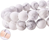 Frosted Natural Howlite Bead Strands, Round, 8mm, Hole: 1mm, about 44pcs/strand, 14.96 inch, 1strand/set