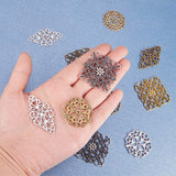 Tibetan Style Alloy Filigree Joiners, Mixed Color, 10.8x7.4x1.8cm, 40pcs/box