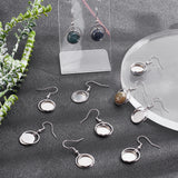 20Pcs 304 Stainless Steel Earring Hooks, with Flat Round Blank Pendant Trays, Flat Round Setting for Cabochon, Stainless Steel Color, 38mm, 22 Gauge, Pin: 0.6mm, Tray: 11.7mm