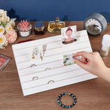 7-Slot Wooden Place Card Display Stands, for Postcards, Earring Display Cards Holder, Dyed & Heated, Rectangle, White, 29x19x2cm, about 3pcs/set