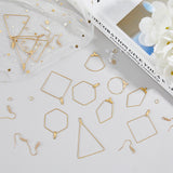 DIY Geometry Earring Making Kit, Including 304 Stainless Steel Earring Hooks & Wire Pendants, Fan & Polygon & Rhombus & Hexagon & Teardrop, Golden, 148Pcs/box