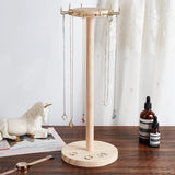 Round Wood Jewelry Necklace Display Organizer Hanging Tower Rack, with Golden Tone Zinc Alloy Hooks, for Necklaces, Bracelets Storage, Bisque, Finish Product: 15.1x41cm