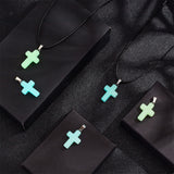 12Pcs 3 Effects Synthetic Luminous Stone Pendants, Religion Cross Charm, with Platinum Tone Alloy Findings, Light Goldenrod Yellow, 28~29x17.5~18x5.5~6.5mm, Hole: 3.5x7mm, 4pcs/effect