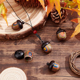 Spray Painted Wooden Acorn Box Jewelry Pendants, Rainbow Acorn Charm, with Screw Cap, Autumn, Secret Canister, Colorful, 30x22mm, Hole: 1.8mm, Inner Diameter: 13mm