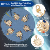 10Pcs Sun with Moon Brass Micro Pave Colorful Cubic Zirconia Pendants, with Jump Rings, Cadmium Free & Lead Free, Real 18K Gold Plated, 18.5x15x2.5mm, Hole: 3.4mm