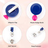 4Pcs 4 Style Plastic Badge Reels, Retractable Badge Holder, with Iron Alligator Clip & Silicone Beads, Platinum, Flat Round, Mixed Color, 120~128mm, 1pc/style