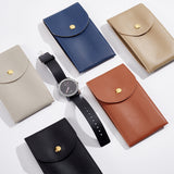 5Pcs 5 Colors Rectangle Imitation Leather Single Watch Storage Bag, Portable Travel Wrist Watch Pouches, Mixed Color, 13x7.3x0.8cm, 1pc/color