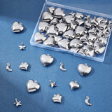 80Pcs 4 Style 316 Surgical Stainless Steel Pendants, Laser Cut, Plastic, Stainless Steel Color, 20pcs/style