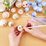 Natural Wooden Round Ball, DIY Decorative Wood Crafting Balls, Unfinished Wood Sphere, No Hole/Undrilled, Undyed, Antique White, 34~49mm, 12pcs/set