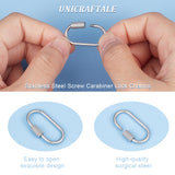 6Pcs 304 Stainless Steel Screw Carabiner Lock Charms, for Necklaces Making, Oval, Stainless Steel Color, 26x14x4mm, Screw: 8x4mm