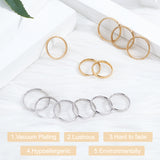 304 Stainless Steel Flat Plain Band Rings, Golden & Stainless Steel Color, 12pcs/box