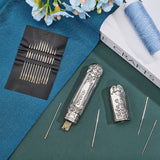 Iron Sewing Needles, Big Eye Blunt Needles, Self-Threading Needle, with Alloy Storage Bottle, for Cross-Stitch, Knitting, Ribbon Embroidery, Leathercraft, Platinum, 87x16x12mm
