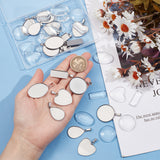 DIY Blank Pendant Making Kit, Including 304 Stainless Steel Pendant Cabochon Settings, Glass Cabochons, Heart & Oval & Teardrop & Rectangle, Stainless Steel Color, 40Pcs/box