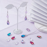 60Pcs 6 Colors Glass Rhinestone Pendants, Pointed Back & Back Plated, Teardrop, Mixed Color, 16x9x5.5mm, Hole: 1.2mm, 10pcs/color