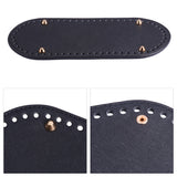 PU Leather Oval Long Bottom for Knitting Bag, Women Bags Handmade DIY Accessories, Black, 25x12x1.1cm, Hole: 0.5cm