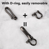 2Pcs Brass Shackle Clasps with Brass S Hook Clasps, Car Keychain for Men Wallet Chain Accessory, Gunmetal, 65x25x15mm, Hole: 3mm