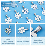 12Pcs 304 Stainless Steel Pendants, Laser Cut, Clover, Stainless Steel Color, 25.5x20.5x1.5mm, Hole: 4x10mm