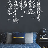 PVC Wall Stickers, for Home Living Room Bedroom Wall Decoration, White, Leaf, 350x800mm