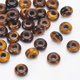 Natural Tiger Eye European Large Hole Beads, Rondelle, 10x4.5mm, Hole: 4mm, 30pcs/box