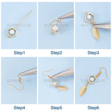 DIY Leaf & Pearl Dangle Earring Making Kits, Glass Pearl Beads Strands and Alloy Bead Frames, Brass Earring Hooks & Jump Rings & Pins & Links, Mixed Color, 4mm, Hole: 1mm