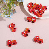 10Pcs Food Grade Eco-Friendly Silicone Beads, Chewing Beads For Teethers, DIY Nursing Necklaces Making, Fire Fighting Truck, Red, 21x30x7mm, Hole: 3mm