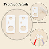 30Pcs 3 Style Acrylic Thread Winding Boards, Floss Bobbin, Thread Organizer Card for Cross-Stitch, Rectangle & Oval & Teardrop Shape, White, 49.5x24.5~34.5x3mm, Hole: 5~20mm, 10pcs/style