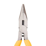 1Pc 45# Steel Jewelry Pliers, Needle Nose Pliers, Chain Nose Pliers, with Plastic Handle, Yellow, 12x8.4x0.85cm