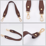 Litchi Texture PU Leather Wide Bag Handles, with Alloy Swivel Clasps, for Bag Replacement Accessories, Coconut Brown, 37.4cm
