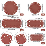 5Pcs 5 Style PU Leather Knitting Crochet Bags Nail Bottom Shaper Pad, with Alloy Nail, for Bag Bottom Accessories, Saddle Brown, 18~22x8~19x0.36cm, Hole: 5mm, 1pc/style