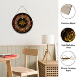 Artsy Woodsy Wheel of the Year Wood Witch Calendar Hanging Wall Decorations, with Jute Twine, Flat Round with Word, Butterfly Farm, 300x5mm