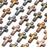 DIY Crucifix Cross Pendant Necklace Making Kits, Including Wooden Pendants, Mixed Color, Pendant: 100Pcs/box