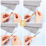 DIY Punch Needle Kits, Stainless Steel Needle Threaders and Brass Threader, for DIY Craft Stitching, Stainless Steel Color, 107x8mm