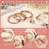3 Roll Copper Spring Wire, Round, Rose Gold, 18 Gauge(1mm), 1.1mm, about 16.40 Feet(5m)/Roll