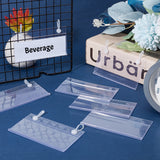 Rectangle PVC Price Tag Sign Label Holder, with 2 Hanging Clip, Retail Supplies, Clear, 5.7x10.2x0.3cm