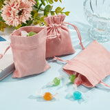 12Pcs Velvet Cloth Drawstring Bags, Jewelry Bags, Christmas Party Wedding Candy Gift Bags, Rectangle, Light Coral, 10x8cm