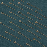 300Pcs Brass Eye Pins, Long-Lasting Plated, Nickel Free, Real 18K Gold Plated, 25mm, Hole: 2mm, Pin: 0.5mm, 24 Gauge