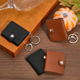 4 Sest 2 Colors 2 Inch Leather Cover Mini Photocard Holder Book, Holds up to 20 Photos, with Stainless Steel Lobster Claw Clasps and Iron Key Rings, Mixed Color, 65x56x11.5mm, 2 sets/color