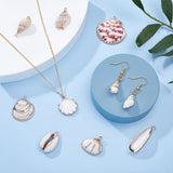 Electroplate Natural Shell Pendants, with Golden Plated Iron Findings, Mixed Shapes, Seashell Color, 20pcs/box