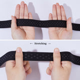 5 Yards Polyester Non-Slip Silicone Elastic Gripper Band for Garment Sewing Project, Flat with Polka Dot, Black, 30mm