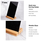 Acrylic Earring Displays, with Wood Pedestal, Rectangle, Black, 15x7x2cm