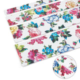 PU Leather Fabric Printing Flower Fabric, for Shoes Bag Sewing Patchwork DIY Craft Appliques, White, 2.5x0.2cm
