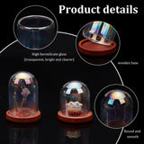 8 Sets 2 Style Iridescent Glass Dome Cover, Decorative Display Case, Cloche Bell Jar Terrarium with Wood Base, for DIY Preserved Flower Gift, Arch, Sienna, 30x34mm and 30x42mm, 4 sets/style