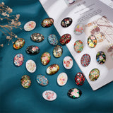 Glass Cabochons, Oval, Mixed Patterns, 25x18x5mm, 50pcs/bag, 1bag/box