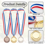 24Pcs 3 Colors Zinc Alloy Medals, with Stripe Pattern Lanyard, Flat Round, Mixed Color, 450~480mm, 8pcs/color