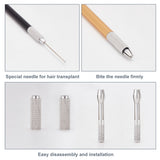 1 Set Iron Doll Hair Rerooting Tool, 2Pcs Awl Pricker Sewing Steel Needle Tool, 2Pcs Alloy Manual Tattoo Embroidery Pen, Platinum, 41~130x6~20mm