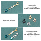 304 Stainless Steel Stud Earring Findings, with Ear Nuts, Rhombus, Mixed Color, 13.5x13.5mm, Hole: 1.2mm, Pin: 0.7mm, side length: 10mm, 4colors, 10pcs/color, 40pcs/box