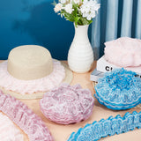 Polyester Pleated Lace Trim, Ruffled Lace Ribbon for Garment Accessories, Dodger Blue, 3-5/8 inch(92mm), 2.5 yards/strand