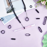 1Pc Adjustable Polyester Neck Lanyard, with 22Pcs 11 Style Silicone Ring Pendant, for Pen, Phone, Badge Holder, Black